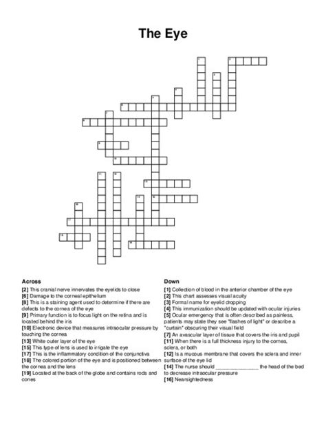 Of The Eye Crossword - prntbl.concejomunicipaldechinu.gov.co