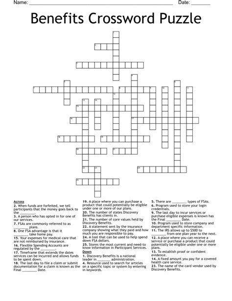 Crossword Clue For Benefit at Christy Redfield blog