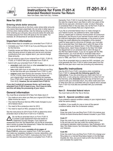 2012 Form NY DTF IT-201-X-I Fill Online, Printable, Fillable, Blank ...