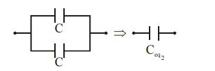 Two equal capacitors are first connected in series and then in parallel ...