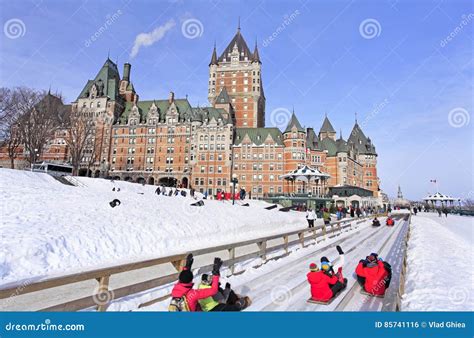 Quebec City in Winter, Traditional Slide Descent Editorial Photo ...