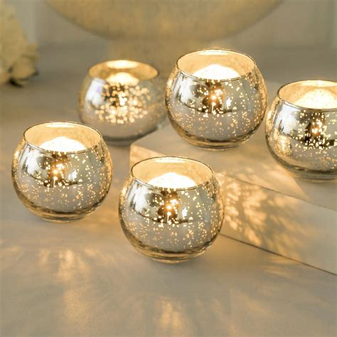 12pcs Gold Votive Candle Holders for Tealight, Mercury Glass Votives ...