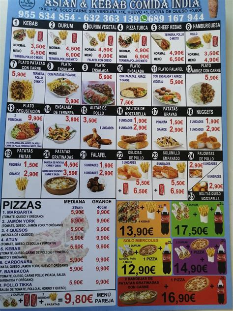 Carta del restaurante Asian Doner Kebab Sevilla (Pino Montano ...