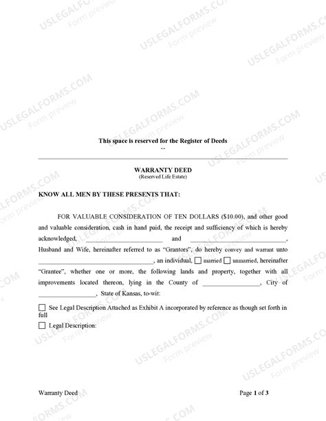 Life Estate Deed Example For Powers | US Legal Forms