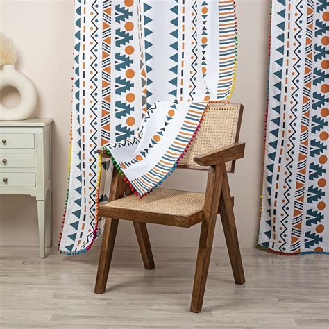 Buy HOMEMONDE Cotton Door Semi Sheer Grommet Curtains 7 Feet Luxury ...