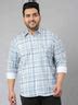 Buy White Blue Green Checks Shirt Men's Plus Size Online - Guniaa