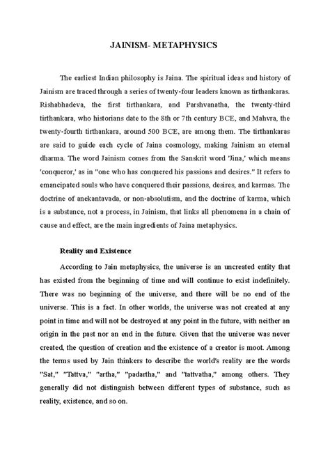 Jainism- Metaphysics - Lecture notes 5 - JAINISM- METAPHYSICS The ...