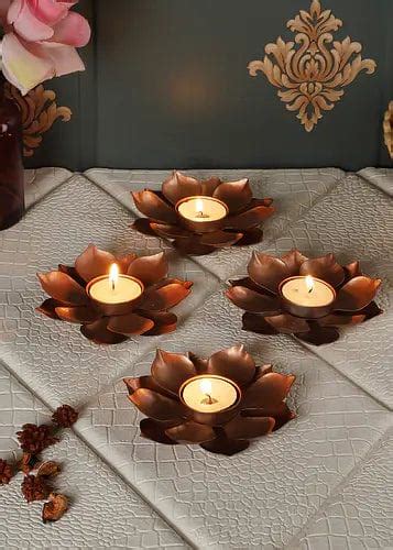 Buy Lotus Copper Diya -Set of 4 at Best Price in India