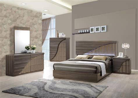 Contemporary Gold Zebra LED Bedroom Set Houston Texas Global-North