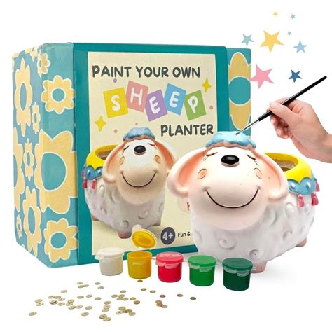 Craftopedia Paint Your Own Sheep Planter | DIY Art and Craft Kit | Eco ...