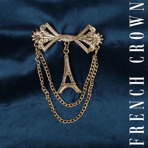 Vintage Lillian And Eiffel Tower Designer Gold Tone Brooch