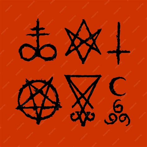 Premium Vector | Satanic symbols medieval occultism magic stamps sigils ...