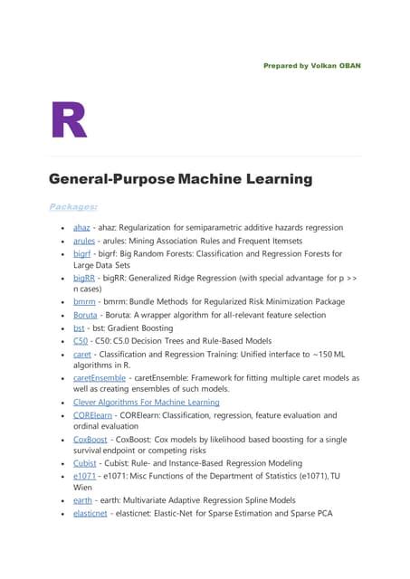 Image result for R Language Libraries for Machine Learning