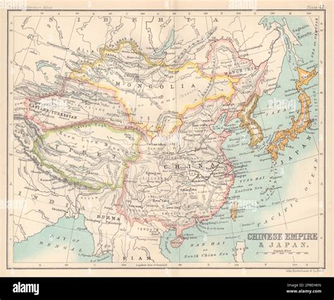 Chinese Empire and Japan. Tibet Chinese Turkistan Mongolia Korea. China 1898 map Stock Photo - Alamy