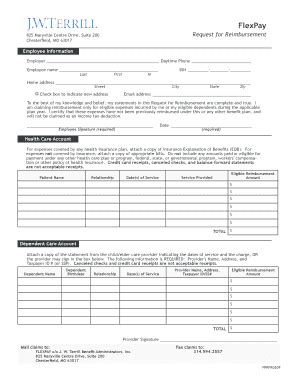 Flex Account Reimbursement Form - JW Terrill - Fill and Sign Printable ...