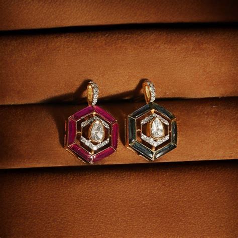 Hexa Gleam Earrings | 14K Gold with Uncut Diamonds – Polki Stories by ...