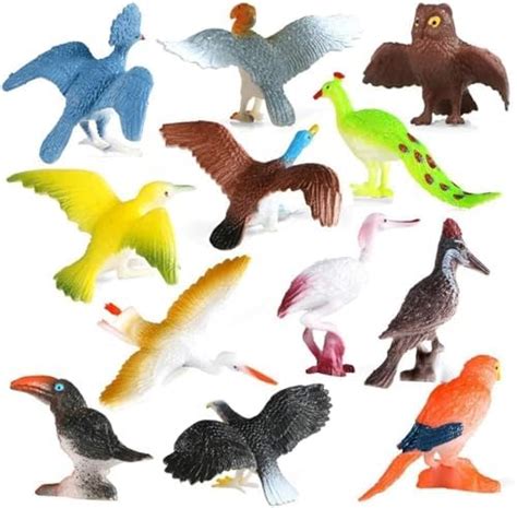 Buy ROYAL DEALS Set of 12 Bird Model Figures - Simulated Plastic Animal ...