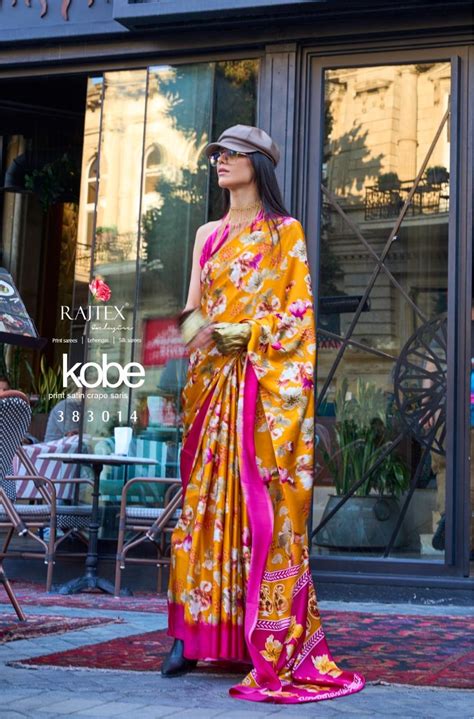 Rajtex Kobe Wholesale Satin Crepe Casual Indian Sarees - textiledeal.in