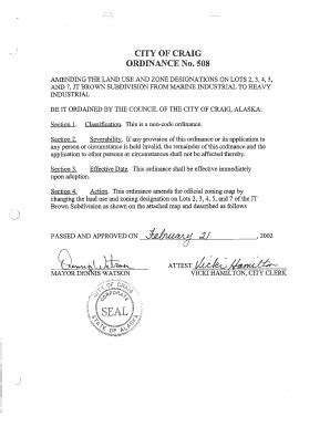 Fillable Online AMENDING THE LAND USE AND ZONE DESIGNATIONS ON LOTS 2 ...