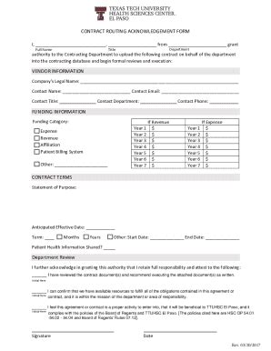 Fillable Online Contract Routing Acknowledgement Form Fax Email Print ...