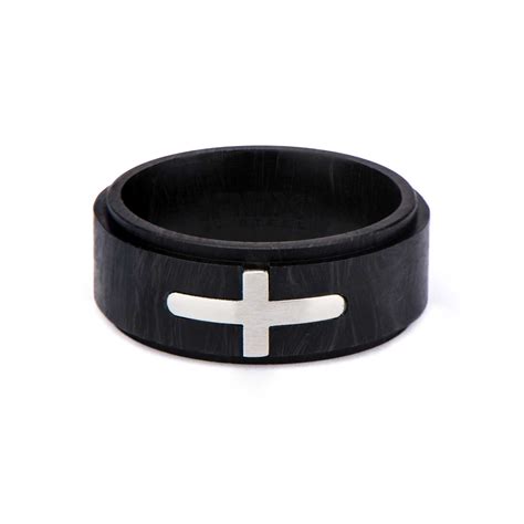 Stainless Steel Cross Ring for Men - Black and Silver - INOX Jewelry ...