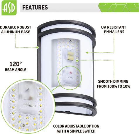 Buy ASD LED Wall Light Fixture | Half Cylinder 10 15W (120V) 950Lm 3000 ...