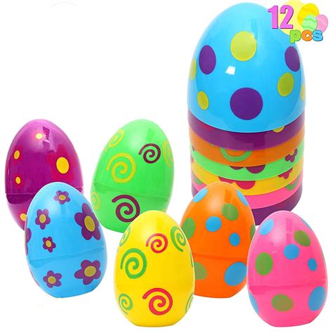 Buy JOYIN 12 Pieces Printed Colors Giant Easter Eggs with 6 inches Tall ...