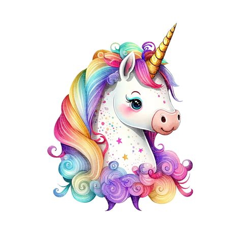 Colorful Watercolor Rainbow Magical Unicorn Clipart PNG Digital ...