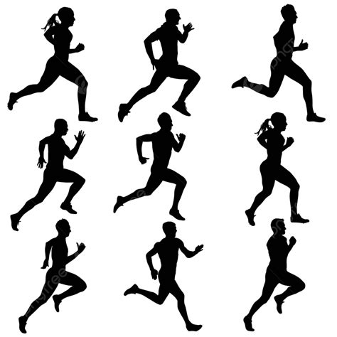 Set Running Silhouettes Vector Illustration Adult Adrenaline Run Vector ...