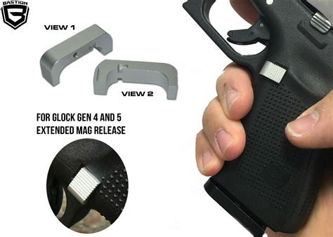 Extended Magazine Release For Glock GEN 4-5 Aluminum Mag Catch Silver ...