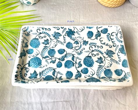 The Blueberry Vine Handcrafted Ceramic Platter I Serving Tray (1 pc ...
