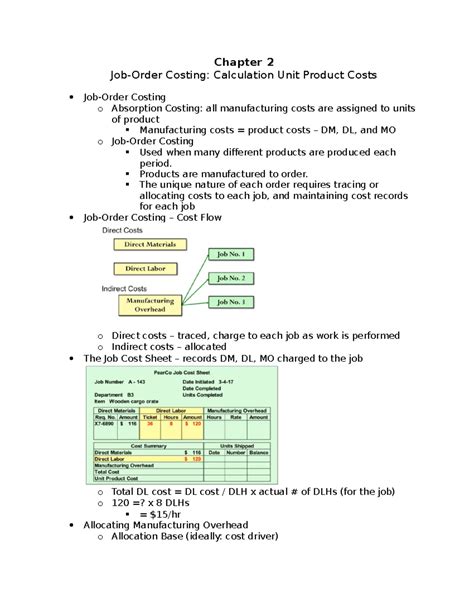 Chapter 2- Job-Order Costing Calculation Unit Product Costs - Chapter 2 ...