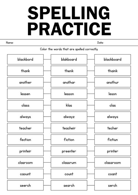 Spelling Practice Worksheets Color – Free download and print for you.