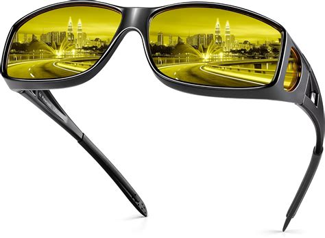 URUMQI Night Vision Driving Glasses Fit Over Eyeglasses for Men Women ...