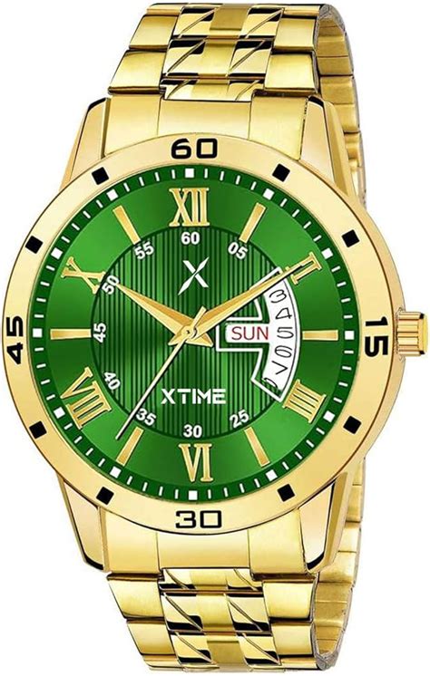 XTIME Premium Analogue Day & Date Watch Round Dial & Gold Chain for Men ...