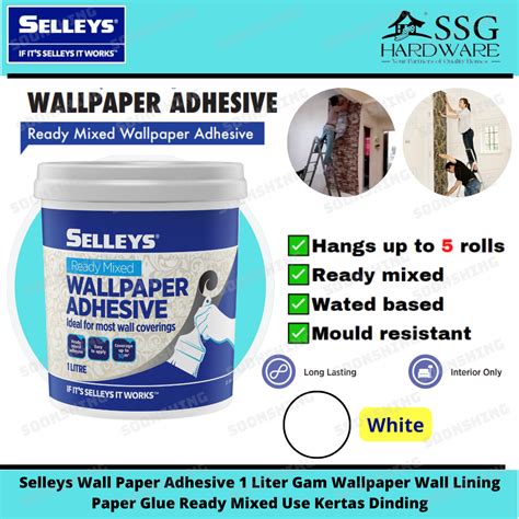 Selleys WallPaper Adhesive Glue 1 Liter Gam Wallpaper Wall Lining Paper ...