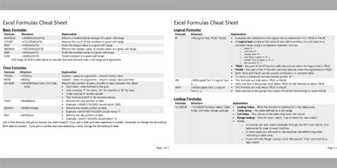 Excel Formulas Cheat Sheet PDF - Connect 4 Techs
