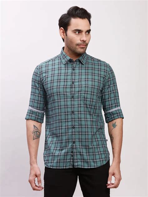 Parx Men Grey Checks Slim Fit Cotton Full Sleeve Shirts – MyRaymond