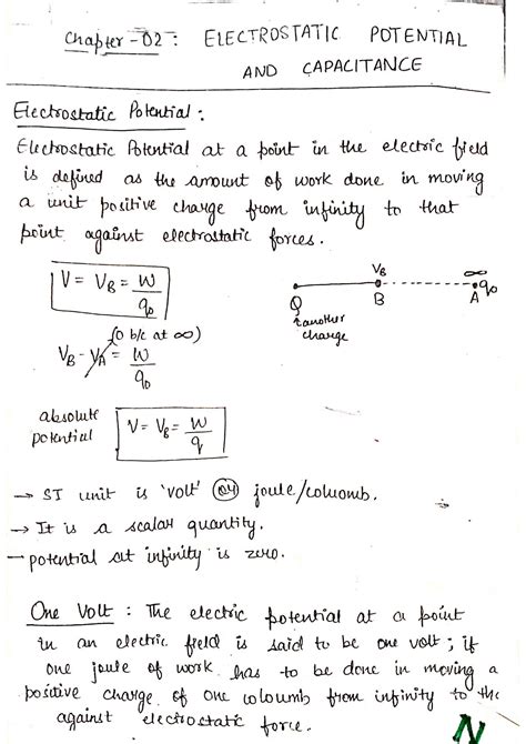 Image result for Electrostatic Potential and Capacitance Notes