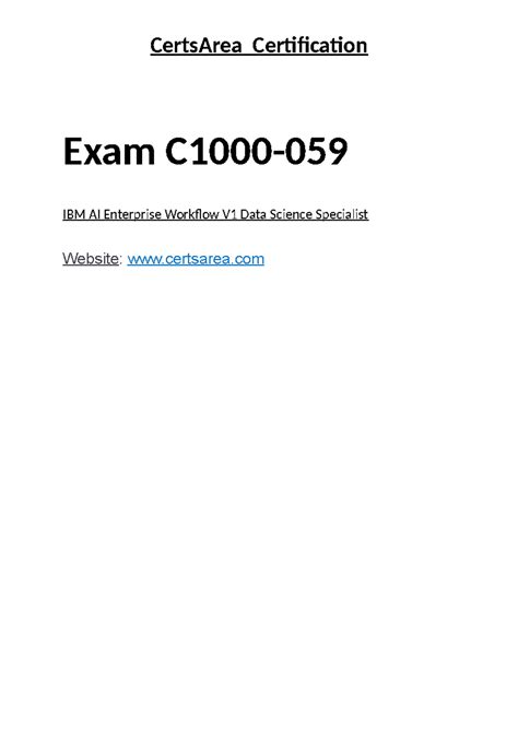Exam C1000-059 IBM AI Enterprise Workflow V1 Data Science Specialist ...