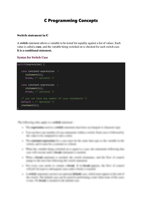 Image result for C Switch Statement Example