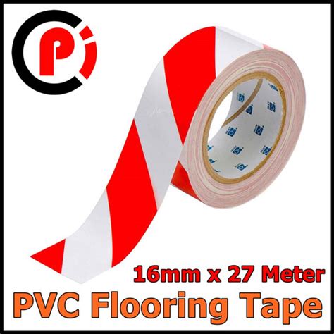 Jual PVC Flooring Tape Safety Marking merah Putih Ukuran 16mm x 27Meter ...