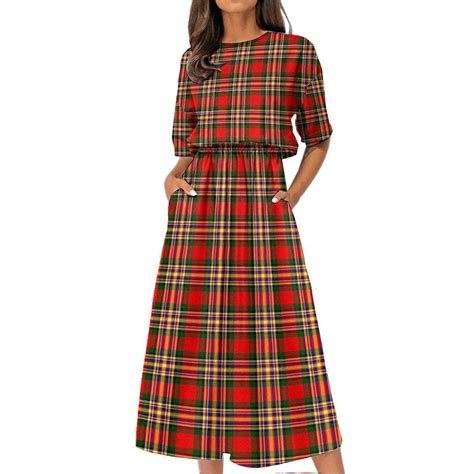 MacGill Modern Tartan Plaid Women's Elastic Waist Dress | Elastic waist ...