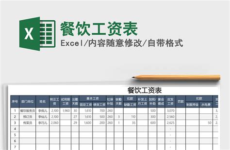 2021年餐饮工资表-Excel表格-工图网