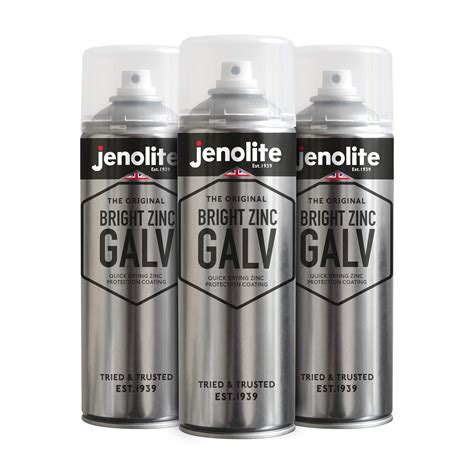 Buy JENOLITE Bright Zinc Galvanising Aerosol Spray Paint | All-in-One ...