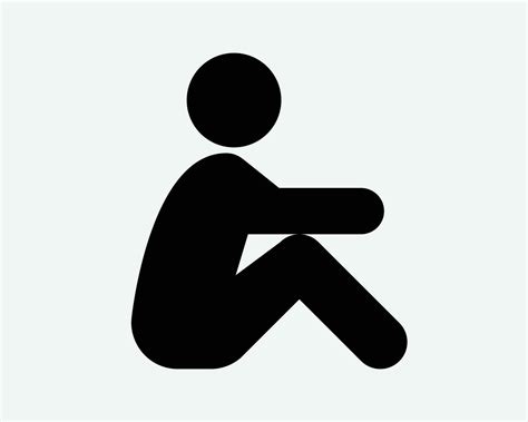 Stick Figure Sitting Icon. Stick Man Sit Up Down Floor Rest Male Person ...
