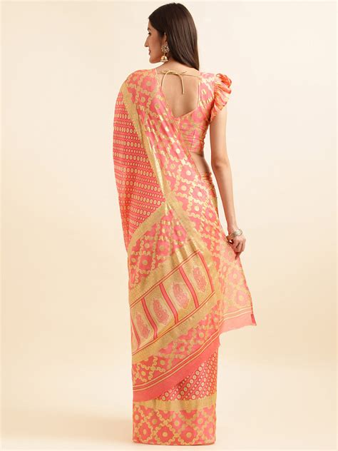 Buy Peach Chiffon Party Wear Saree With Blouse Piece 92306 Online ...