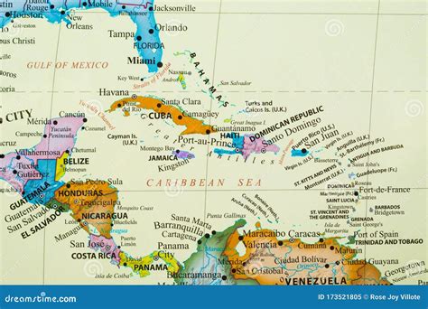 Mar Caribe En El Mapa Mundial