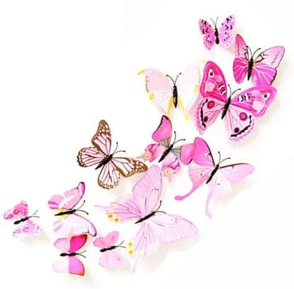 JAAMSO ROYALS 90 cm Designer Pink Colour 3D Butterflies Home Décor Self ...