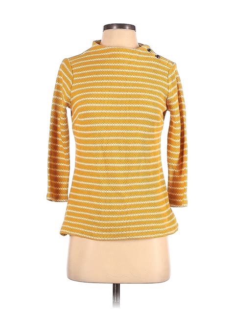 Talbots 100% Cotton Stripes Colored Yellow Pullover Sweater Size P - 91 ...